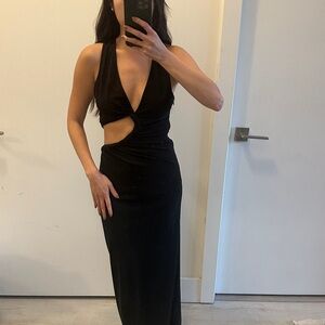 Zara Midi Black Cut-Out Dress